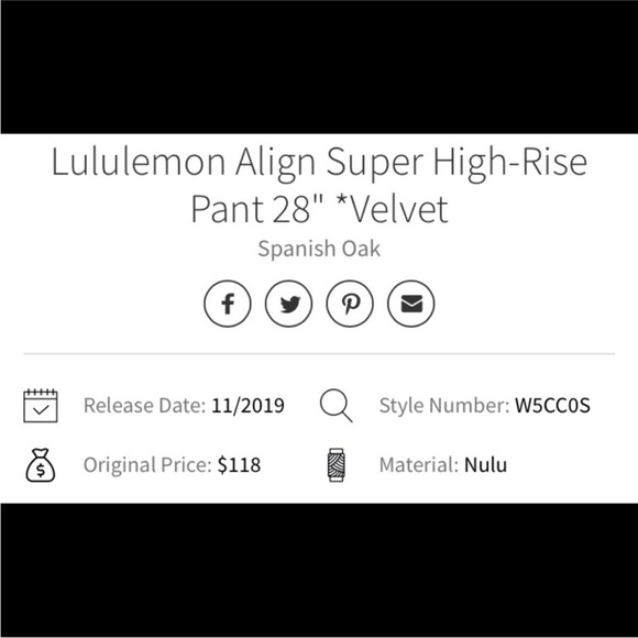 Lululemon Special Edition Align SHR Pant 28’ Velvet - Picture 9 of 9